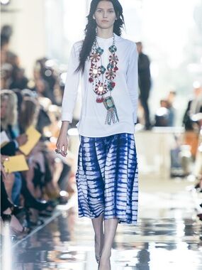 Tory Burch Helene Shibori Tie-Dye Cotton Skirt Spring 2013 Runway Style 13131339